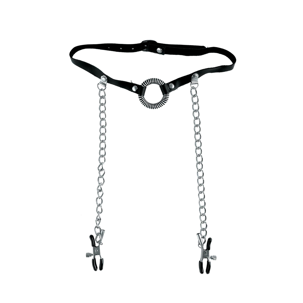 Fetish Fantasy Series Limited Edition O-Ring Gag & Nipple Clamps Black - Image 2