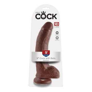 King Cock 9" Cock with Balls Brown