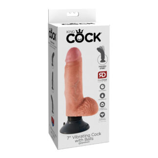 King Cock 7" Vibrating Cock With Balls Flesh