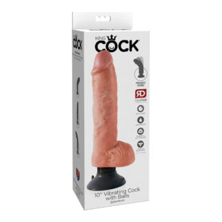 King Cock 10" Vibrating Cock With Balls Flesh