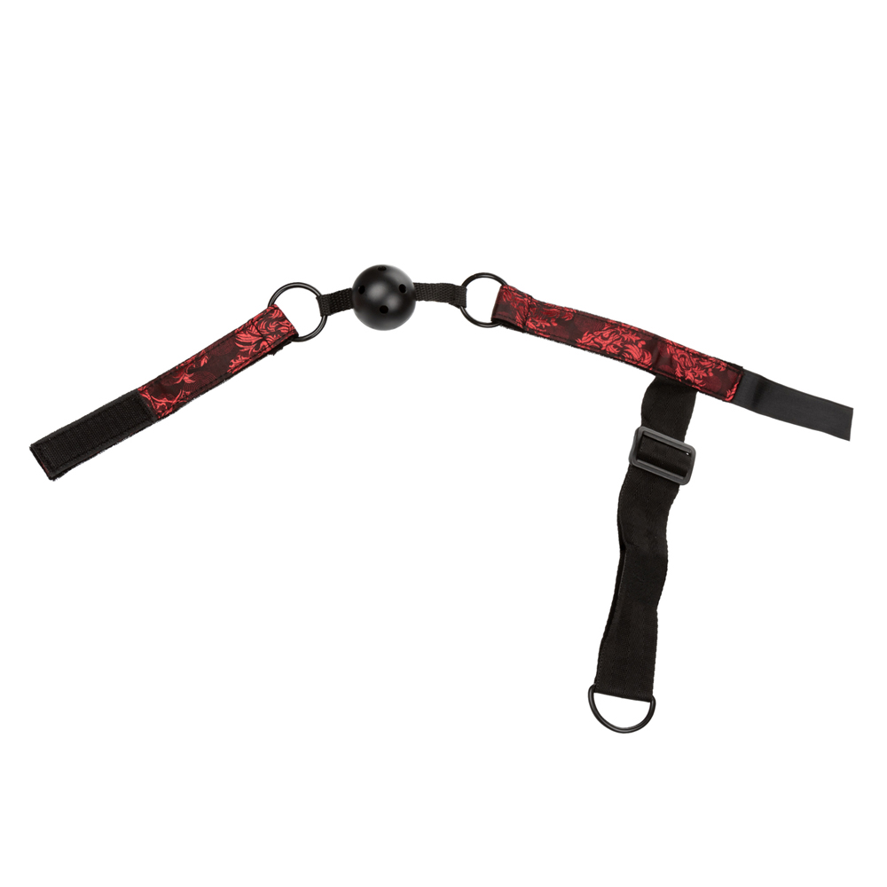 Scandal Breathable Ball Gag With Cuffs Red - Image 3