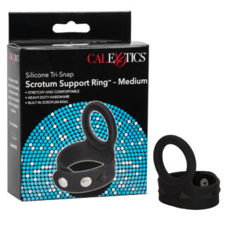 Silicone Tri-Snap Scrotum Support Ring Medium Black