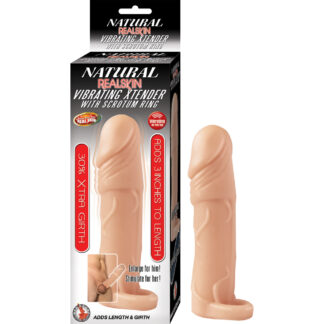 Natural Realskin Vibrating Xtender With Scrotum Ring Flesh