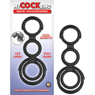 My Cockring Quattro Cock & Scrotum Rings Black