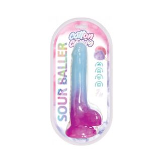 Cotton Candy Sour Baller 7" Silicone Dildo Aqua/Purple